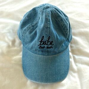 Urban Outfitters Babe Embroidered Chambray Baseball Hat One Size